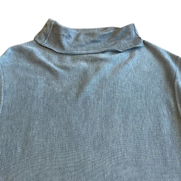 Eileen Fisher Blue Turtleneck Stretch Tunic Mini Dress Wool Blend Size Large - Picture 9 of 13